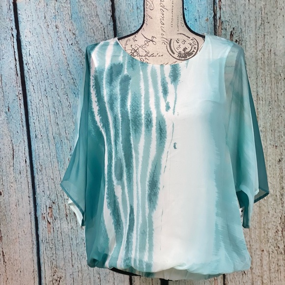 ALFANI NWT Linear Dye Smocked Tie Dye Top - Picture 9 of 12
